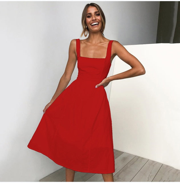 Summer Backless Midi Style Dress Trinoyona Summer Backless Midi Style Dress Trinoyona