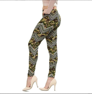 Women's Printed Elastic Leggings (Camouflage)