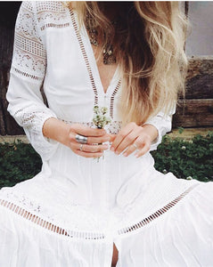 2019 Summer Women White Tunic Maxi Dress