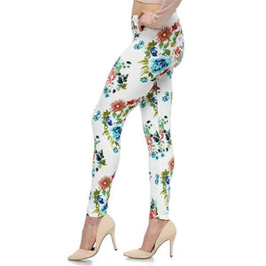 Women's Printed Elastic Leggings (Floral)