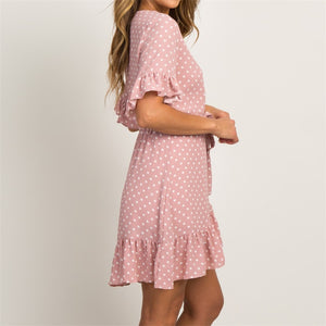 Women's Summer Short Sleeve Polka Dot Party Dress