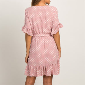 Women's Summer Short Sleeve Polka Dot Party Dress