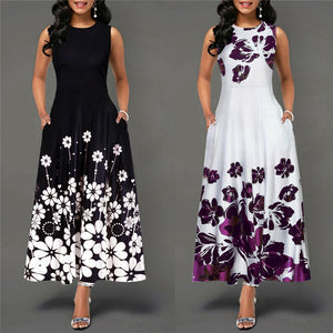 2019 Women's Floral Printed Bohemian Maxi Dress (Sleeveless)