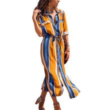 Load image into Gallery viewer, Maxi Shirt Casual Striped Long Dresses  Women