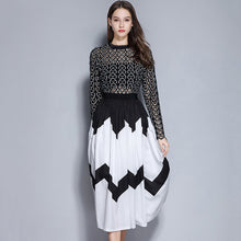 Load image into Gallery viewer, 2019 Women&#39;s Long Sleeve Elegant Long Pleated Embroidery Dress