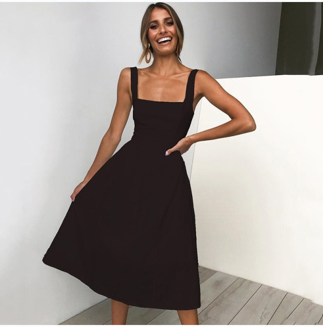 Summer Backless Midi Style Dress Trinoyona Summer Backless Midi Style Dress Trinoyona